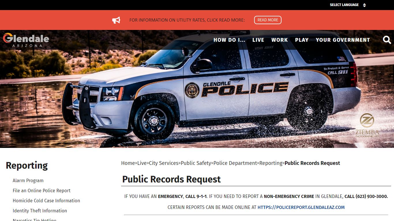 Public Records Request - City of Glendale - Glendale, Arizona