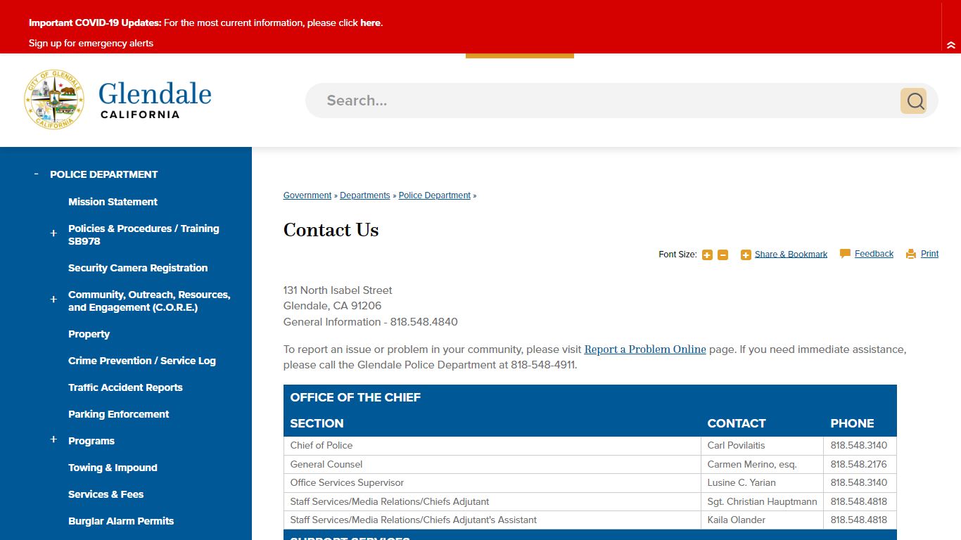 Contact Us | City of Glendale, CA - Glendale, California